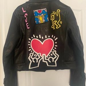 Alice + Olivia woman’s Black Keith Haring C Ao Cody jacket; size M
